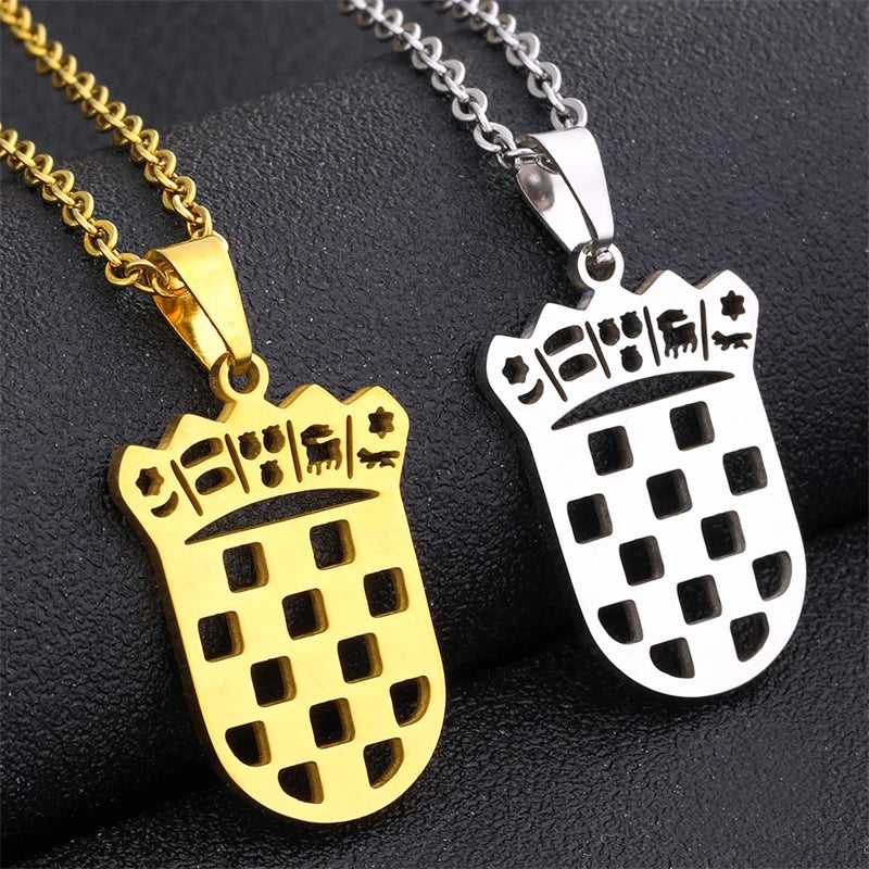 New Europe map Croatia Flag Charm Pendant Necklaces Gold Color/Silver Color for Women Girls the Croatian Jewelry Gifts
