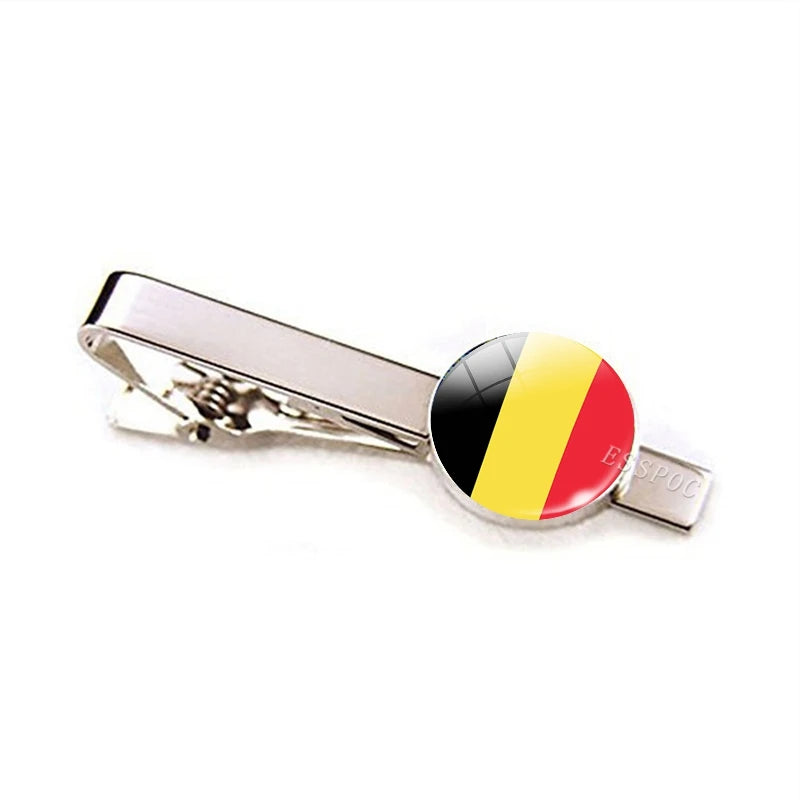 Europe Countries National Flag Tie Clips Men Fashion Metal Tie Bar Clip Spain UK France Italy Poland Flag Pins