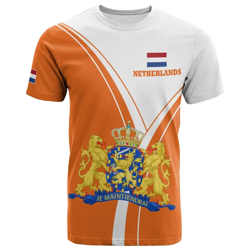 NETHERLANDS Flag 3D Print Sport Quick-dry Breathable Men Women T-Shirt Outdoor Football Uniform Team Training Fan Short-sleeve