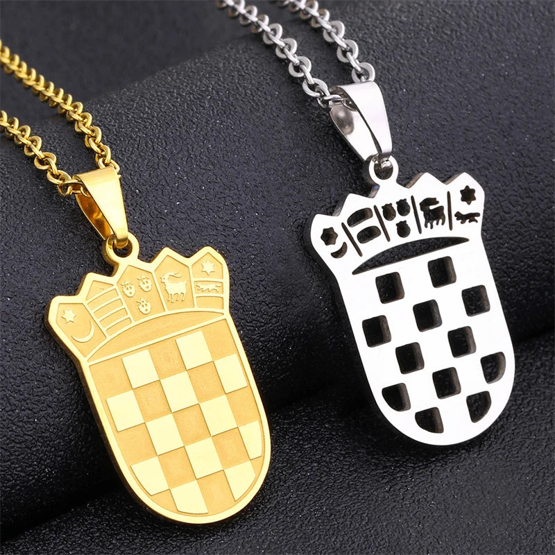 New Europe map Croatia Flag Charm Pendant Necklaces Gold Color/Silver Color for Women Girls the Croatian Jewelry Gifts