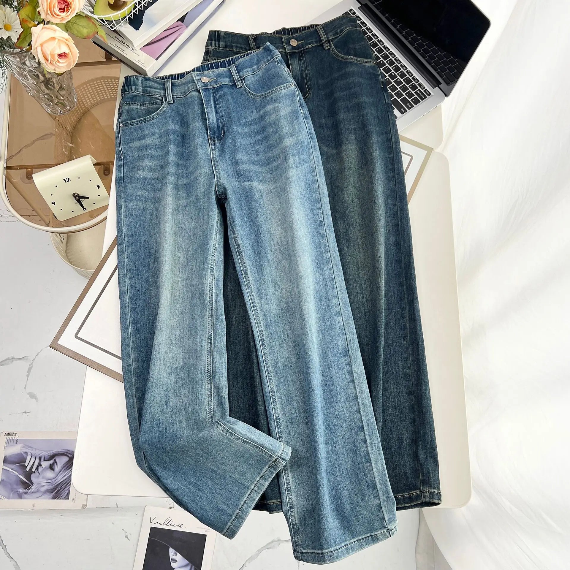 Plus Size Women's Straight Jeans Summer New Casual Thin And Simple Denim Pants