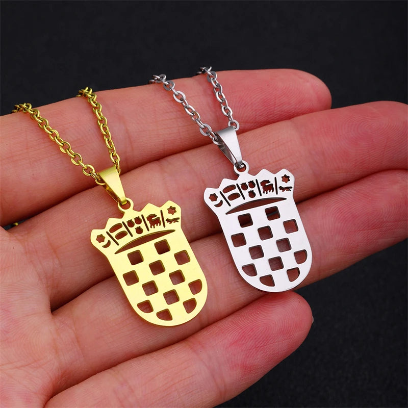 New Europe map Croatia Flag Charm Pendant Necklaces Gold Color/Silver Color for Women Girls the Croatian Jewelry Gifts