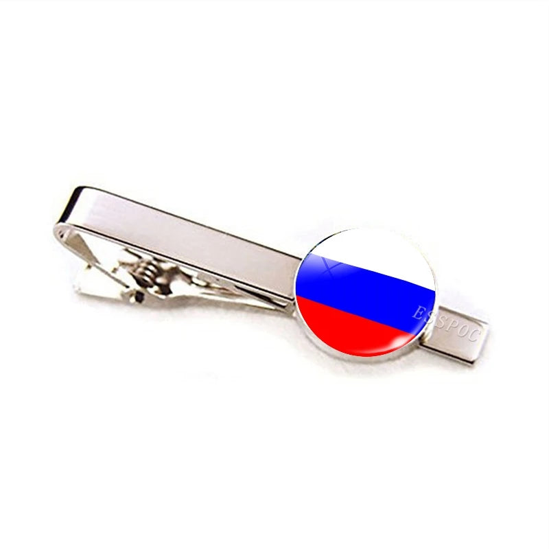 Europe Countries National Flag Tie Clips Men Fashion Metal Tie Bar Clip Spain UK France Italy Poland Flag Pins