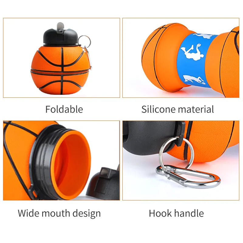 Fold Water Bottle Cups Mug Outdoor Sports Basketball Football Baseball Tennis Golf School Leakproof Portable Kids Water Bottle
