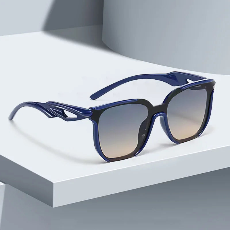 Sunglasses for Women Lightweight Fashionable Square Sunglasses Unique Wavy Leg Design Gradient Frame Versatile Women Glasses