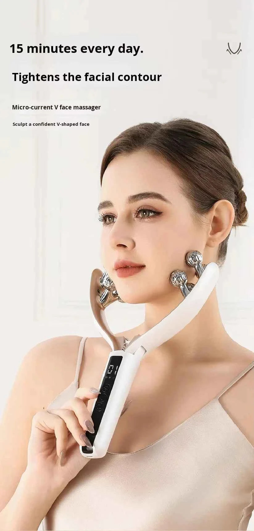 Anti-aging Ems microcurrent roller facial shaping device - V-ray radiofrequency beauty firmening and lifting facial massage