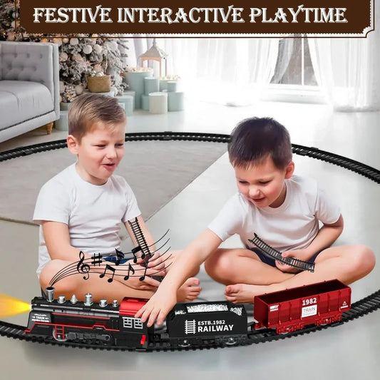 Train Toys for Boys with Lights and Sound Toy Train Track Set for Under Christmas Tree Toddler Model Trains Christmas Gifts