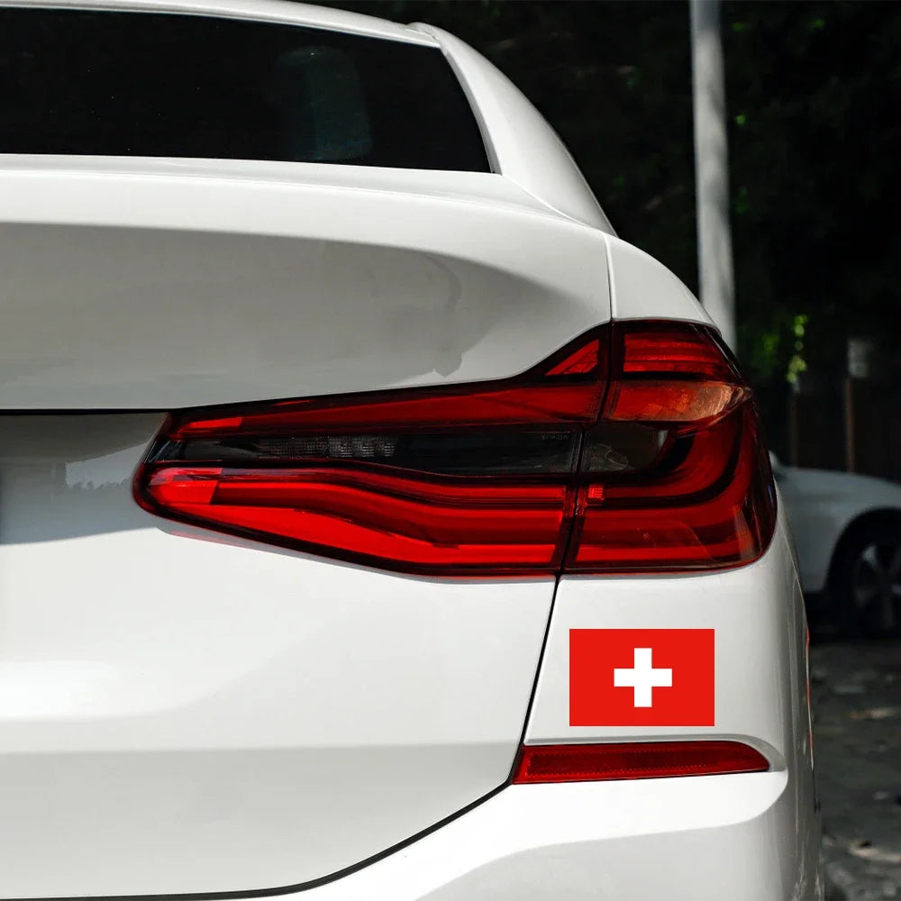 Swiss Flag Styling Car Sticker Switzerland Flag Design Vinyl Decal Personalization Auto Window Body Decor Sticker Accessories