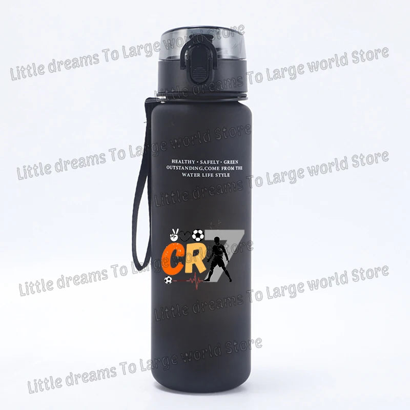 Football Cristiano Ronaldo Water Cup Portable 650ml Large Capacity Sports Plastic Drinking Bottle with Handle for Children Adult