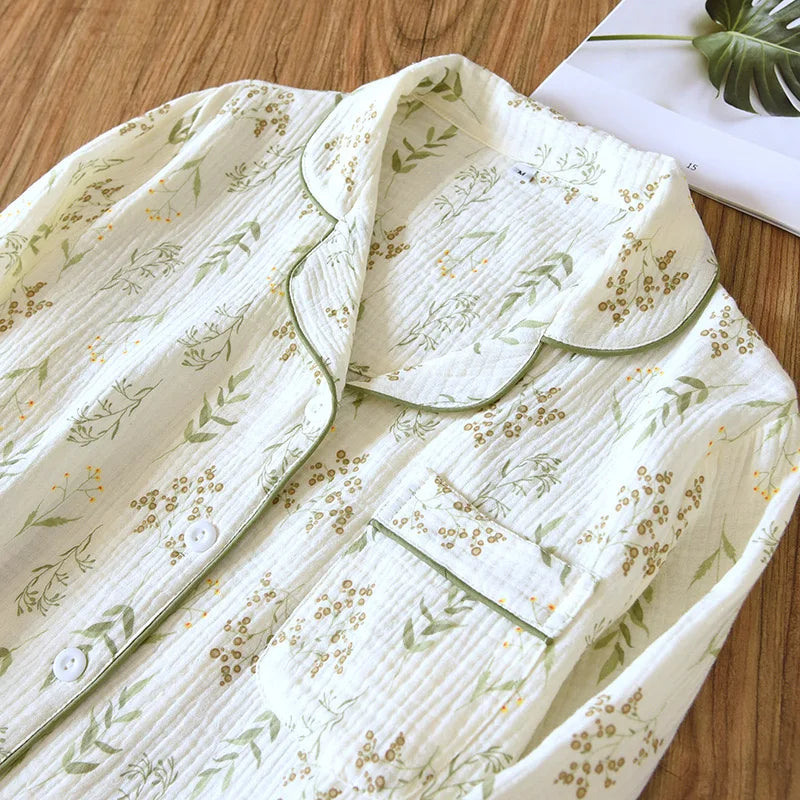 2025 Winter Women's Pajamas100% Cotton Plus Size Pajamas Flower  Printing Household Women's Pajamas Loungewear Autumn Sleepwear