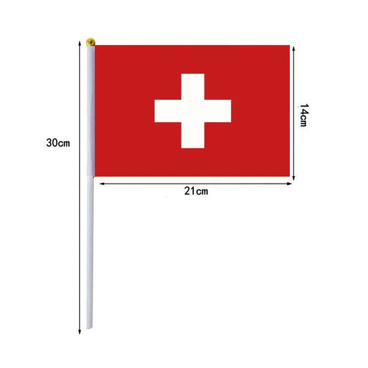 10 Pcs/lot Switzerland Hand Waving Flags 14x21cm Switzerland Flag Wholesale