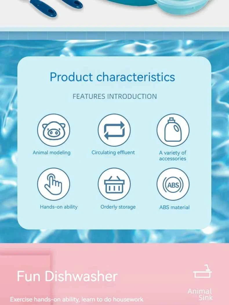 Toy Kitchen Set for Toddlers with Electric Circulating Water, Dishwasher Sink, Imaginative Pretend Play for Kids Boys Girls Ages