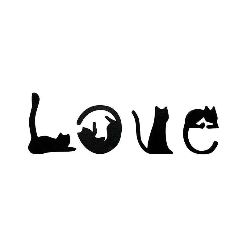 Black Cat Wall Decor, Love Themed Cat Wall Art For Living Room, Bedroom, Kitchen, Wooden Cat Home Decorations For Cat Lovers