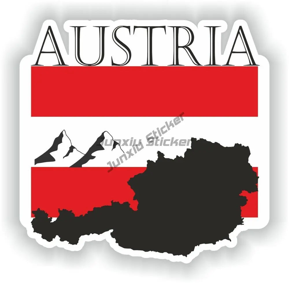 Austria Flag Map Emblem Creative PVC Stickers for Car Truck Bicycle Helmet Motorcycle Window Fridge Wall Decoration Accessories
