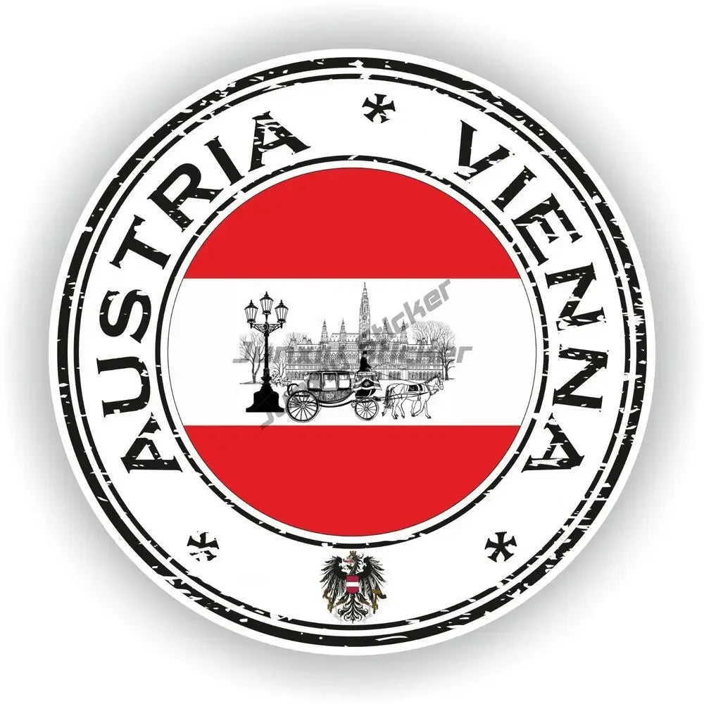 Austria Flag Map Emblem Creative PVC Stickers for Car Truck Bicycle Helmet Motorcycle Window Fridge Wall Decoration Accessories