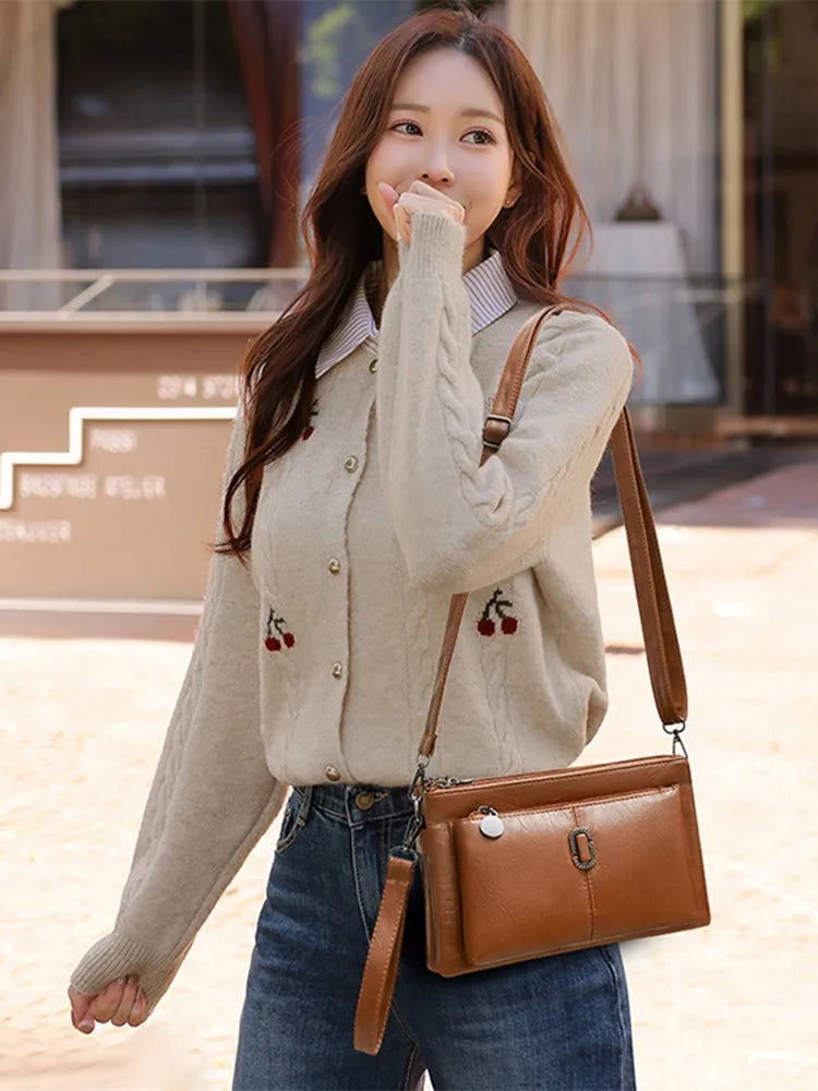 Fashion Women's Small Purse PU Leather Luxury Multi Layered Messenger Handbag