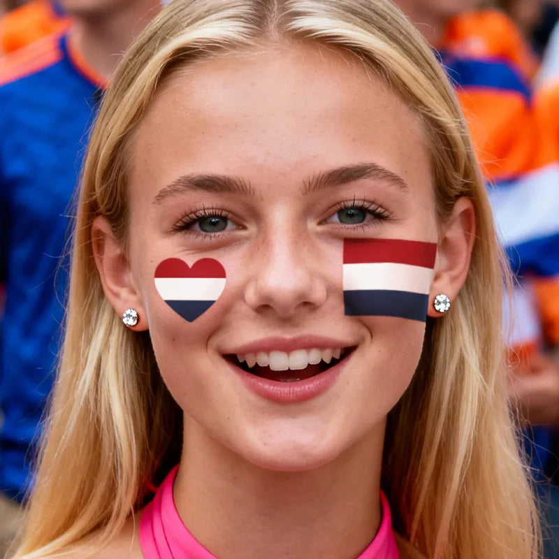 Netherlands Flag Temporary Tattoo Sticker, Long-lasting and Waterproof, Festival, Football, Soccer Fan Face Stickers, Arm, Face