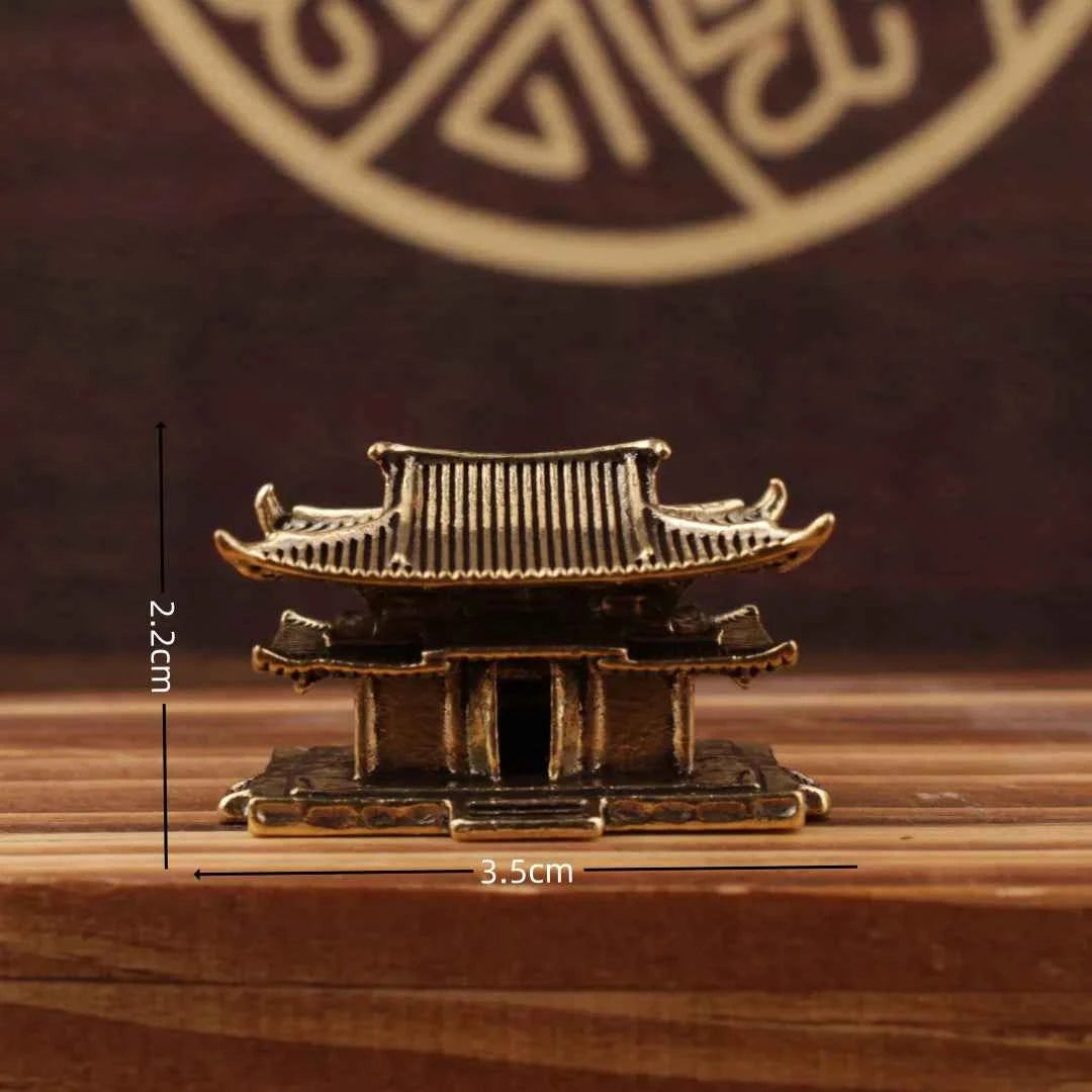 Brass Ancient Architecture Figurines Home Decor Chinese Ancient Buildings Pavilions Fairy Garden Miniatures Fish Tank Decoration