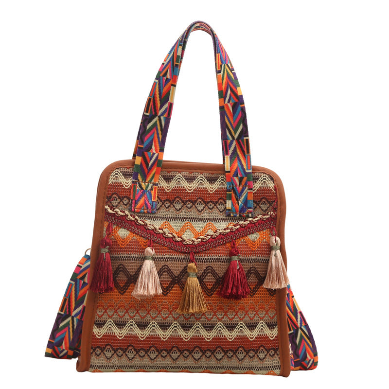 Ethnic woven bucket CROSSBODY BAG