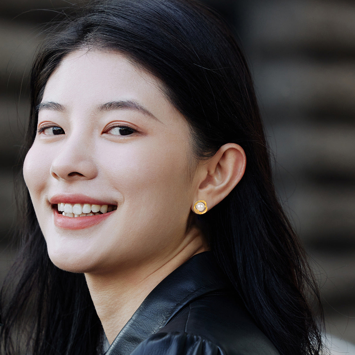 Beizhu Zircon Gold Plated High Color Preserving Earrings