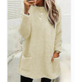 Women's Fleece Pullover Long Sweater With Pockets Winter Warm Thinken Sweatershirt Casual Long Sleeve Plush Tops Hoodie Coat Streetwear Fall Loose Outfits Hoodie Tops